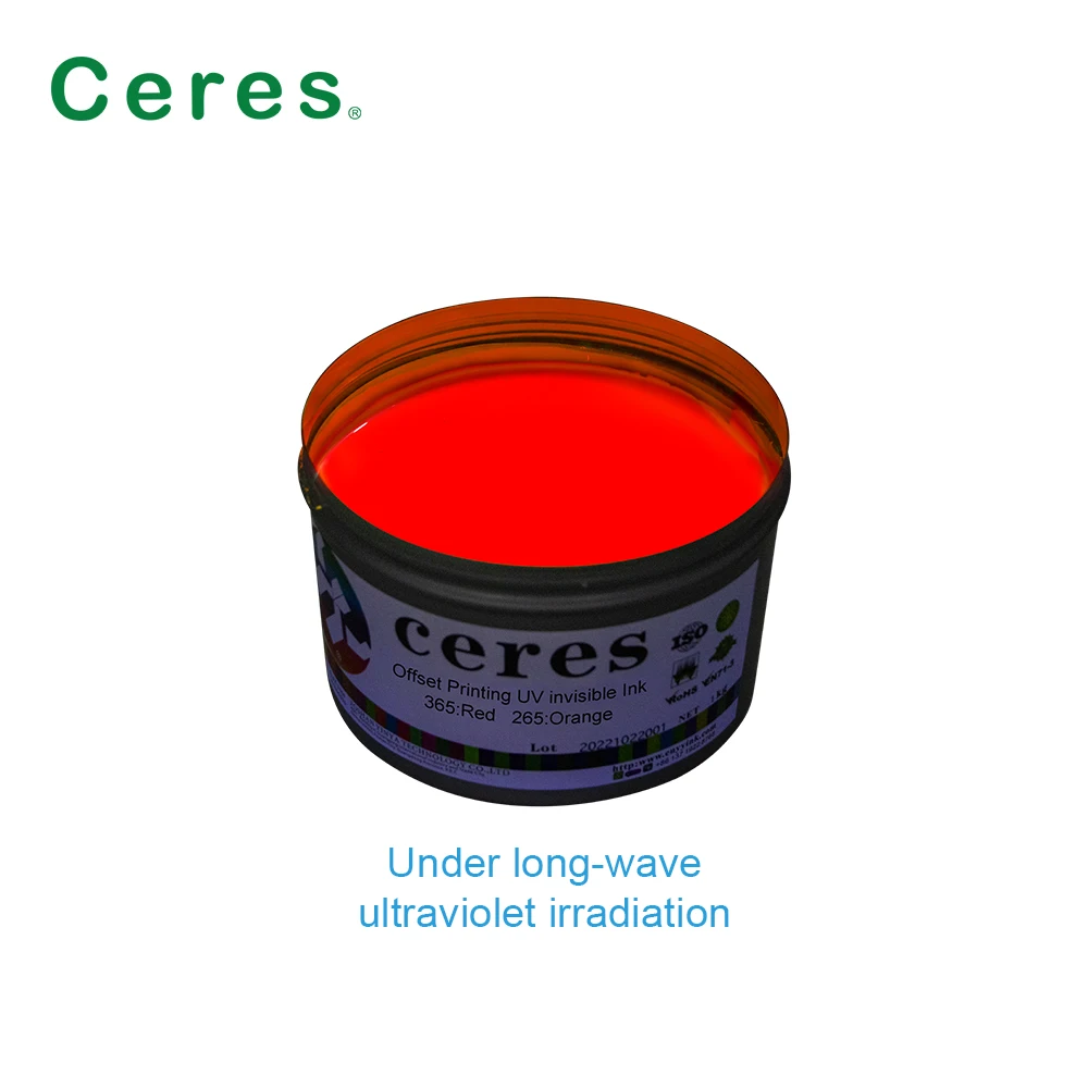 Red to Yellow UV Invisible Ink for Secure Printing