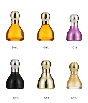 30 40 50ml unique stamp shape skincare essential oil glass bottle gold push button dropper cosmetic face serum dropper bottle