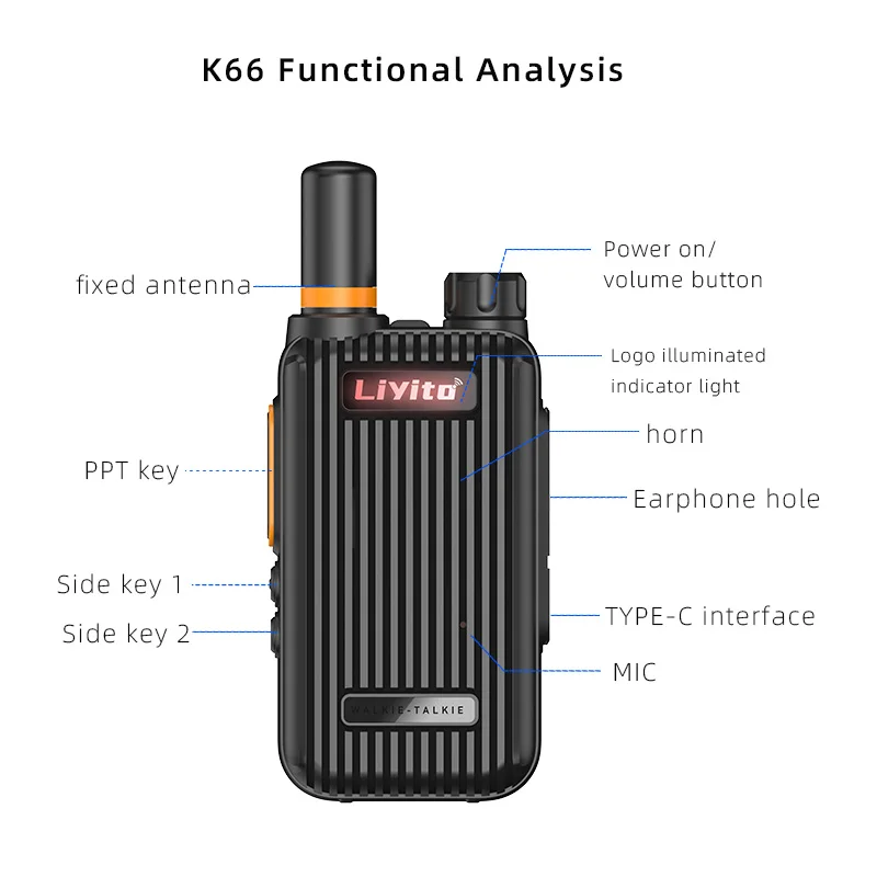 LiYiTo K66 Handheld Wireless Communication Two Way Radio Both Analog Mini Walkie Talkies for Kids Ham Radio