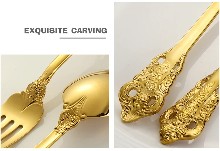 เครื่องเงินสแตนเลสสตีลช้อนและชุดส้อมตกแต่งงานแต่งงานย้อนยุคโรงแรมมีด 23