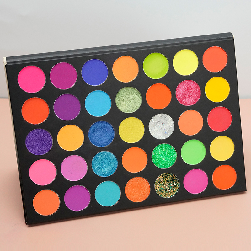 Блестящие высококачественные тени для век от поставщика мерцающие водонепроницаемые прессованные пудры Пользовательский логотип Макияж для лица 35 цветов мягкий долговечный