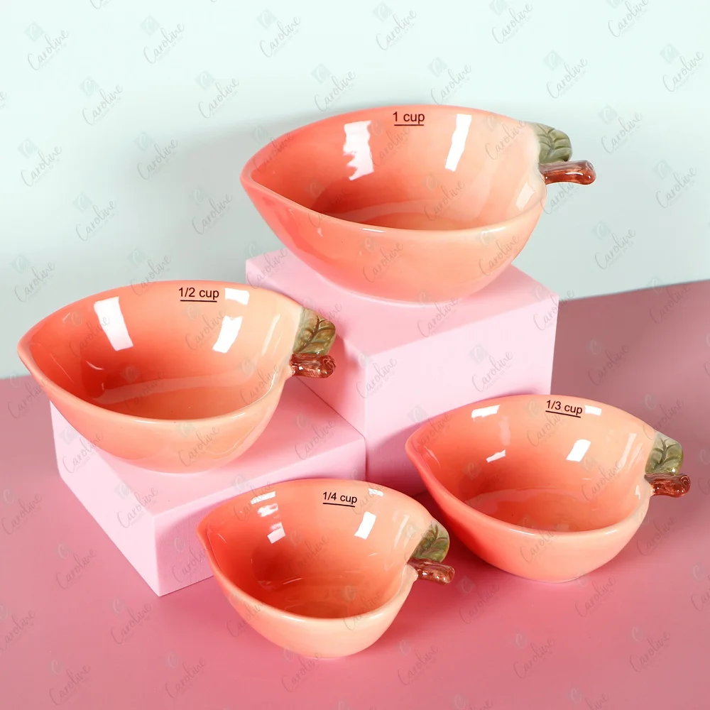 Custom Spring Pink Peach Measuring Cups 4 Set