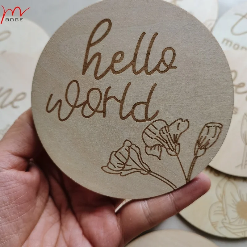 Floral Theme Monthly Milestone Tags Natural Wood Milestone Disk