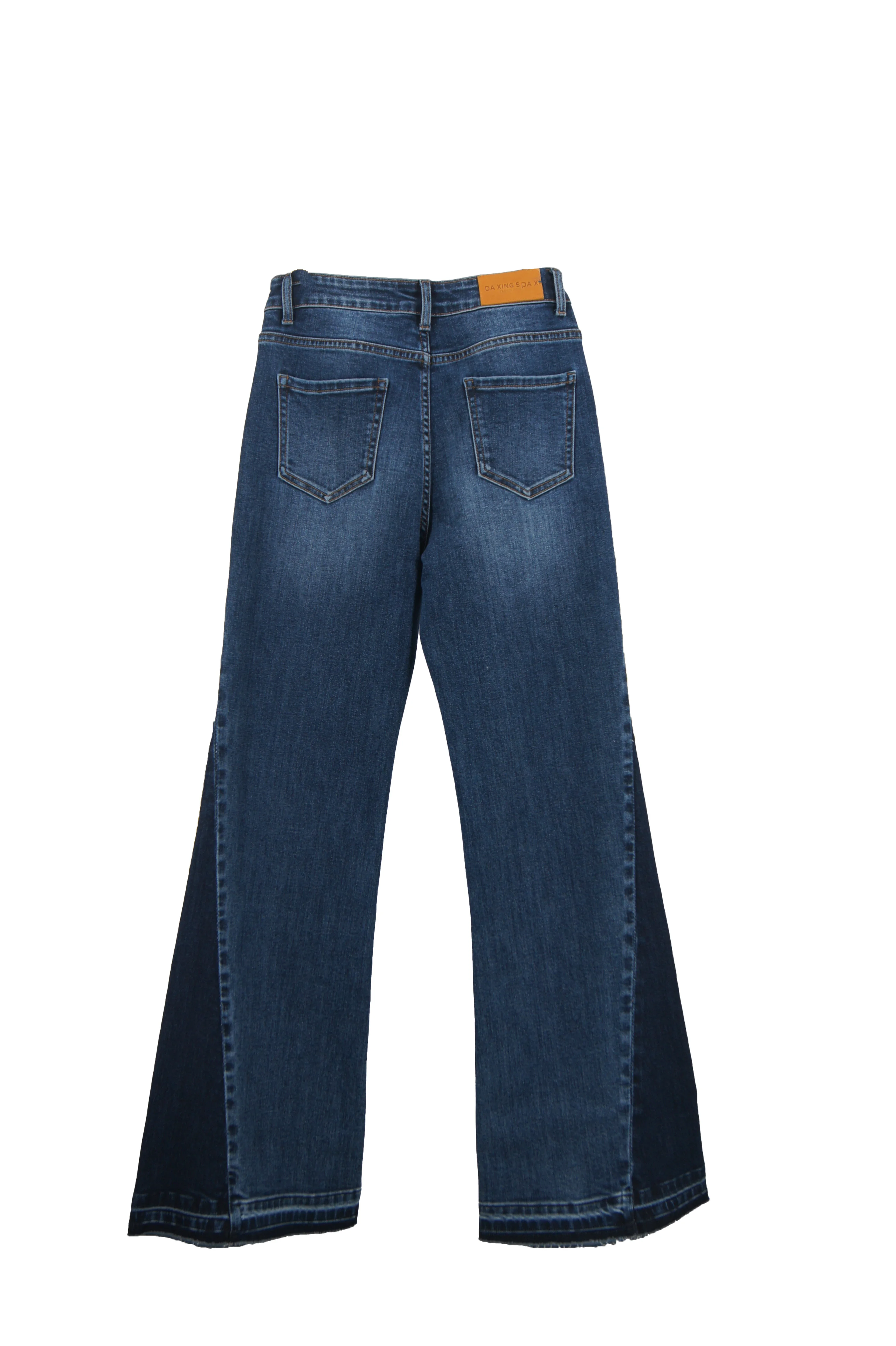 The New Cross-border Best-selling Women's Color-blocking Wide-leg Jeans and European Retro Style Straight-leg Wide-leg Trousers