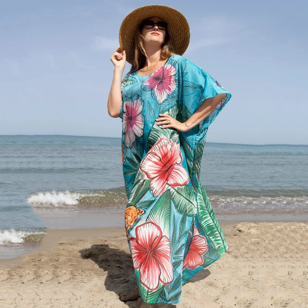 Vestido largo caftán turco para mujer, ropa de playa|