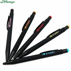 Custom Logo Rubber Coated Soft Touch Pen Commercial Office Supplies Sports Style Promotional Gift 1.0mm Writing Metal Engraving