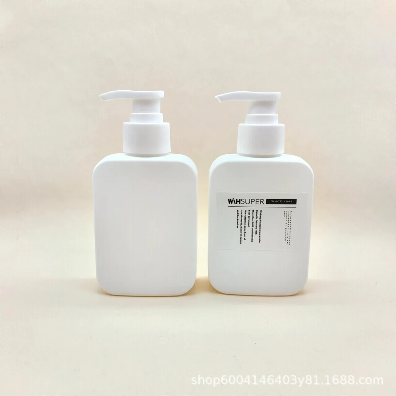 High Quality Flat Square Shape Solid White Plastic Pump Bottles 100ml 200ml Shower Gel Hair Shampoo Bottle