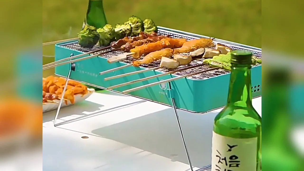 Outdoor Disposable Camping Folding Charcoal Bbq Grill Set Eco Friendly