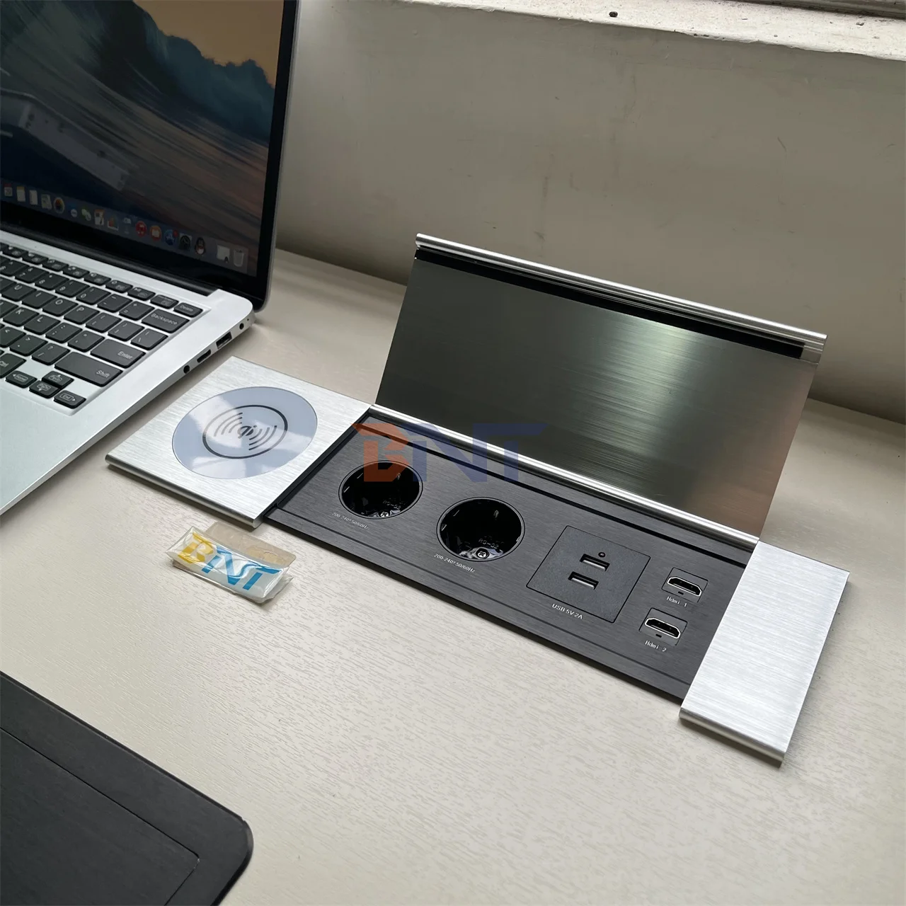 CE Approved Embedded Side Slide Socket Meeting Table Desktop Hidden Power Outlets Socket USB Port