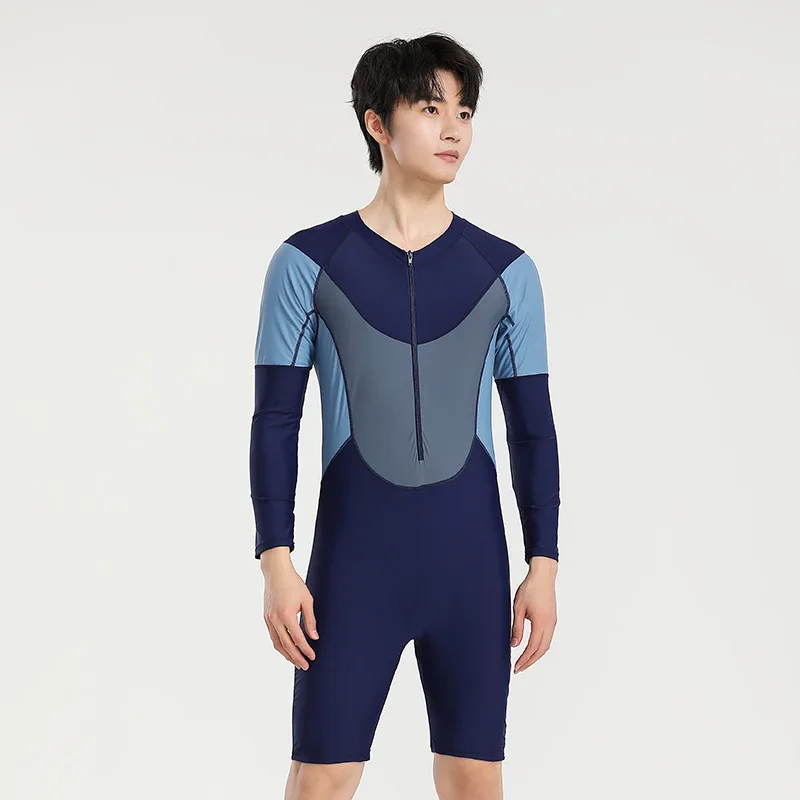 Men's Large Size Full Body One-Piece Swimsuit with Long Pants Sexy