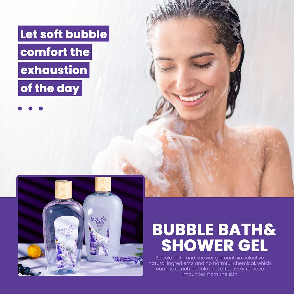 12 Pcs Lavender Scent Bomb Bath Spa Gift Set For Women Bath & Shower