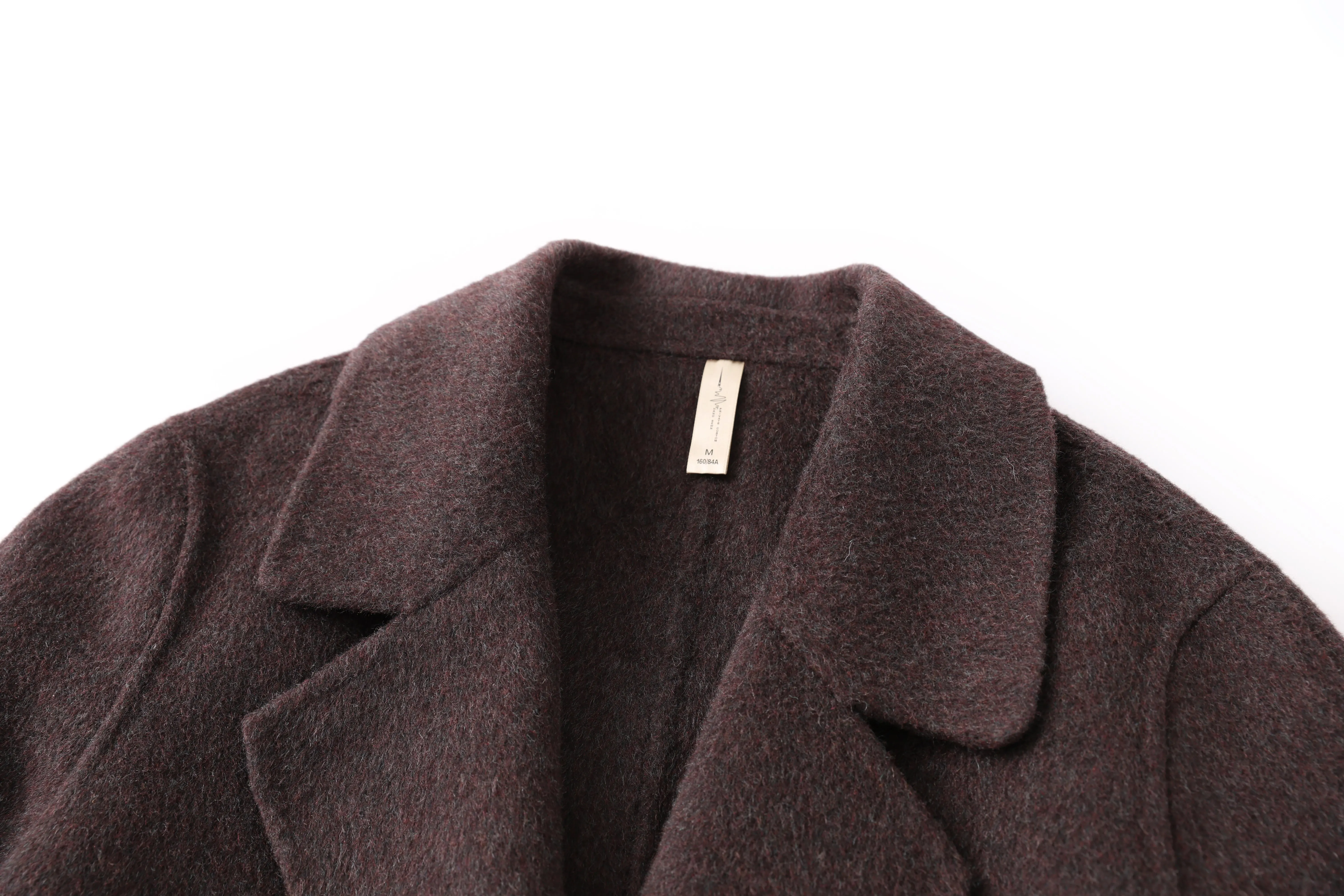 Women's Custom-Made High Quality Winter Wool Coat Long Double-Button Design with Belt Closure Elegant Style Button Decoration