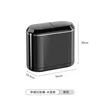 Narrow-slit trash can (half-lid type), black, wheel-free