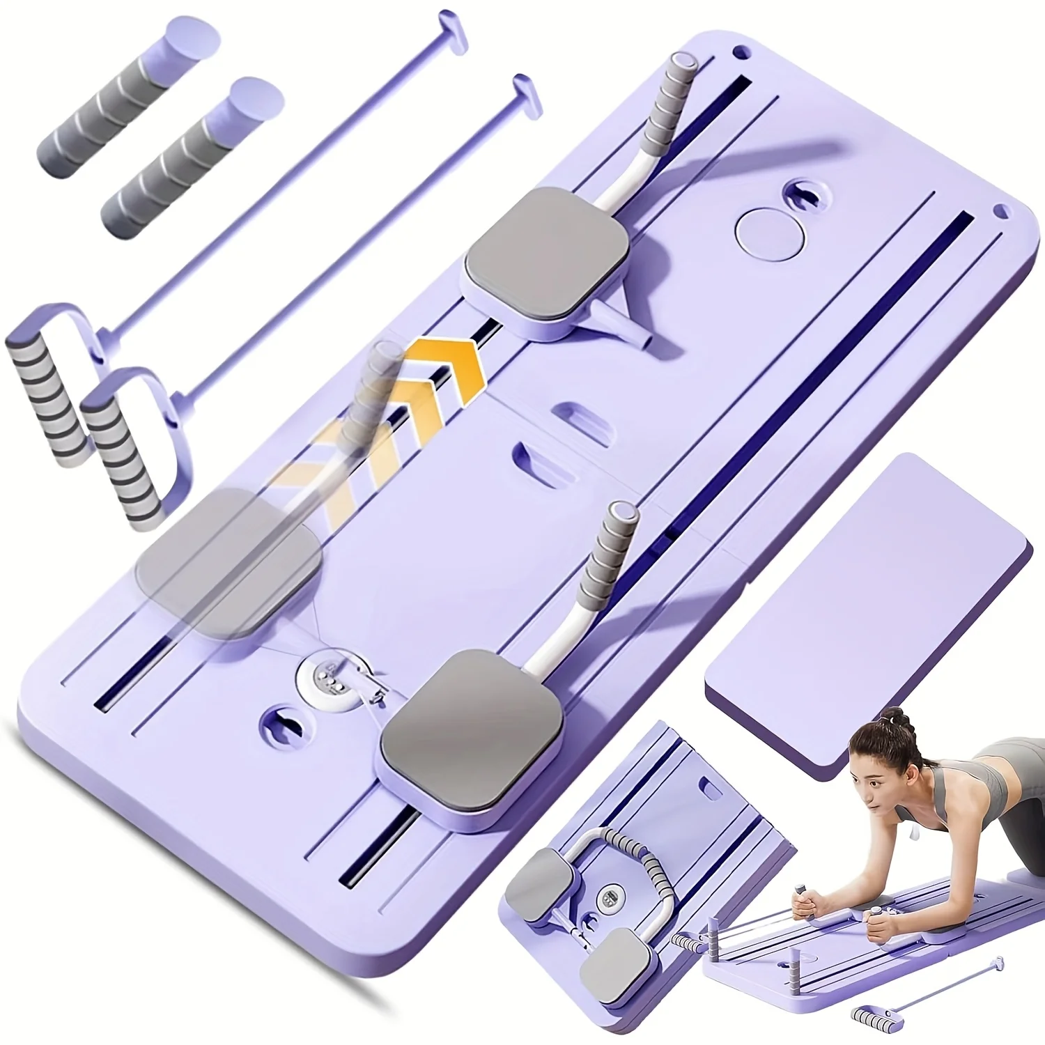 Foldable Pilates Reformer Board AB Exercise Training Machine Pilates Board Roller Total Core Fitness Equipment