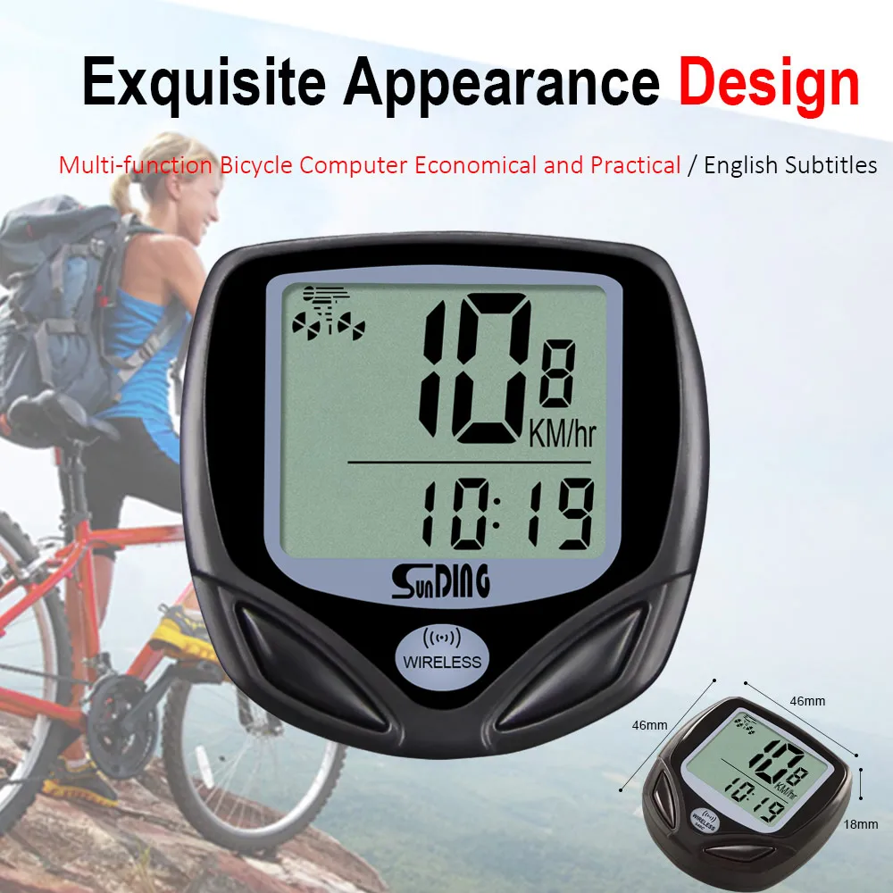 Multi Function Digital  Bicycle Speed Meter Waterproof Wireless Bicycle Computer LCD with Back Light for Mountain Bike