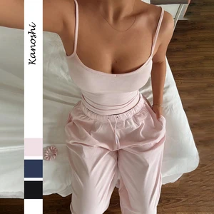 Women's 2 Piece Sweatsuits Sets Casual Workout Cropped Top High Rise Sweatpants Athletic Tracksuits