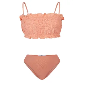 OEM Eco-Friendly Girls' Plaid 2 Piece Bikini Set Beach Swimwear Bralette