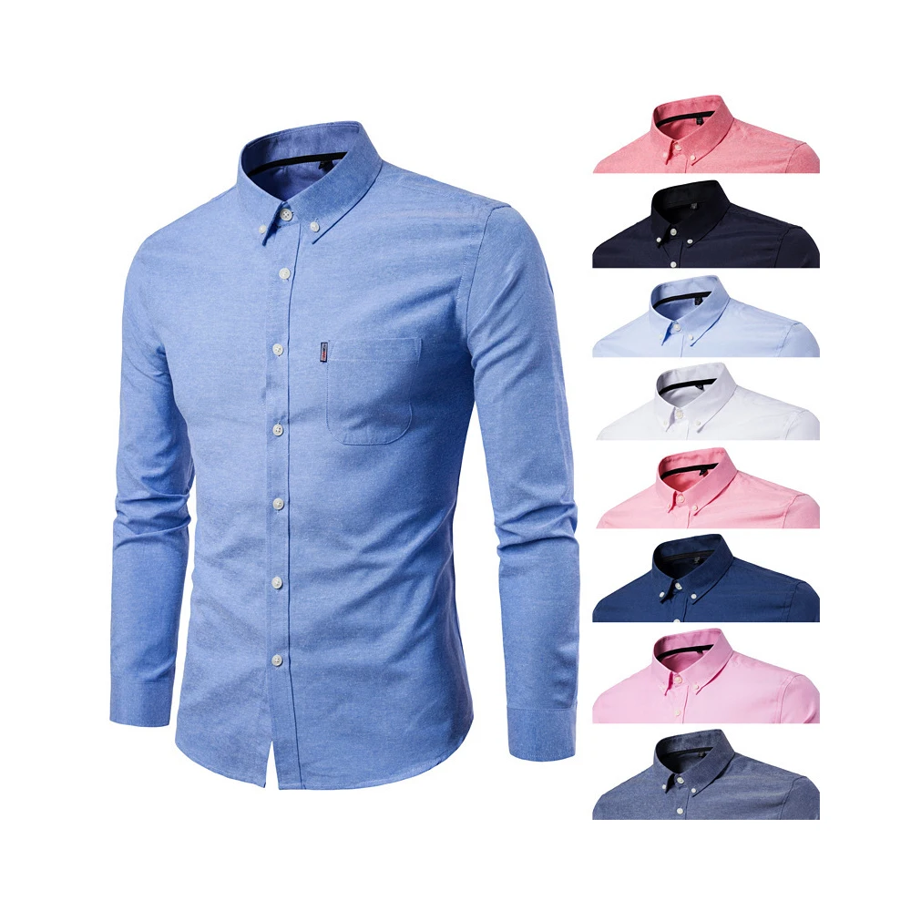Men's Slim Shirt Long Sleeve Oxford Large Size Casual Summer Button Up Shirt For Men Formal Work Shirts229_voghion.com