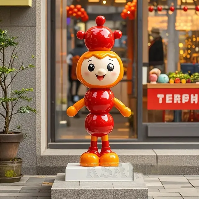Glass Fiber Reinforced Plastic Cartoon Sugar Cane Pole Sculpture Ornaments, Suitable for Store Entrance Aesthetic Decoration.