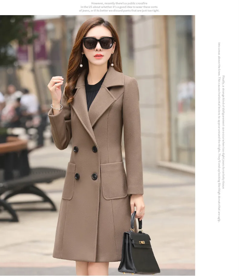 Wholesale Winter And Autumn Women Elegant Coats Notched Collar Double ...