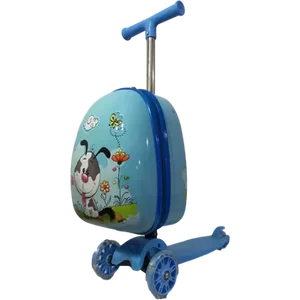 Large Capacity Custom Design 16inch Airport Travel 3d Trolley Children Foldable Kids Kick Three Wheel Foldable Luggage Scooter
