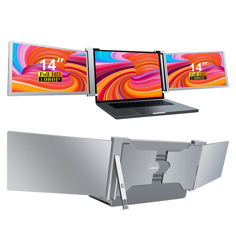14 Inch Triple Screen Portable Monitor - 3 Screen Laptop Extender