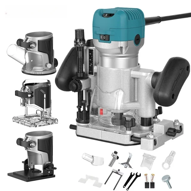 NEOBRISKEN Handheld Multifunctional Edge Trimming Machine, Woodworking Electric Slotting Trim Router, Carpentry Tools