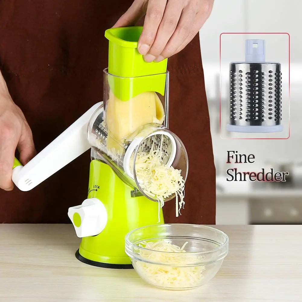 Manual Cheese Grater Blue Tabletop Drum Grater for Cheese