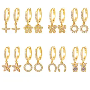 Earrings Ethnic Geometry butterfly Flower Cute Decorate Luxury Versatile Decorate Copper Zircon Cute Drop Earrings Christmas