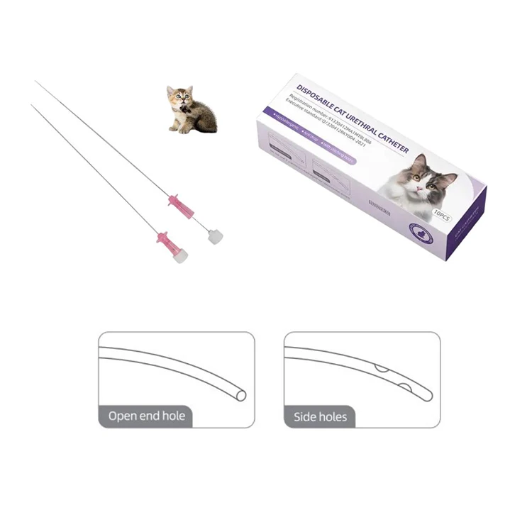 Single Use Open-End Veterinary Urethral Catheter with Stylet Probe 1.3*130mm for Dog Diagnoses for Cats Luer
