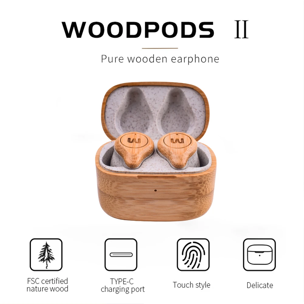 Wood Ecouteur sans fil Auricolari Audifonos Bloototh Bt бамбуковые наушники-вкладыши телефон беспроводные наушники Bluetooth