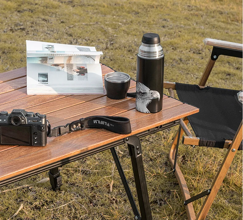 
Переносной Регулируемый складной стол для пикника, алюминиевый стол для отдыха на открытом воздухе, барбекю, путешествий, пешего туризма, из дерева, с сумкой для переноски 