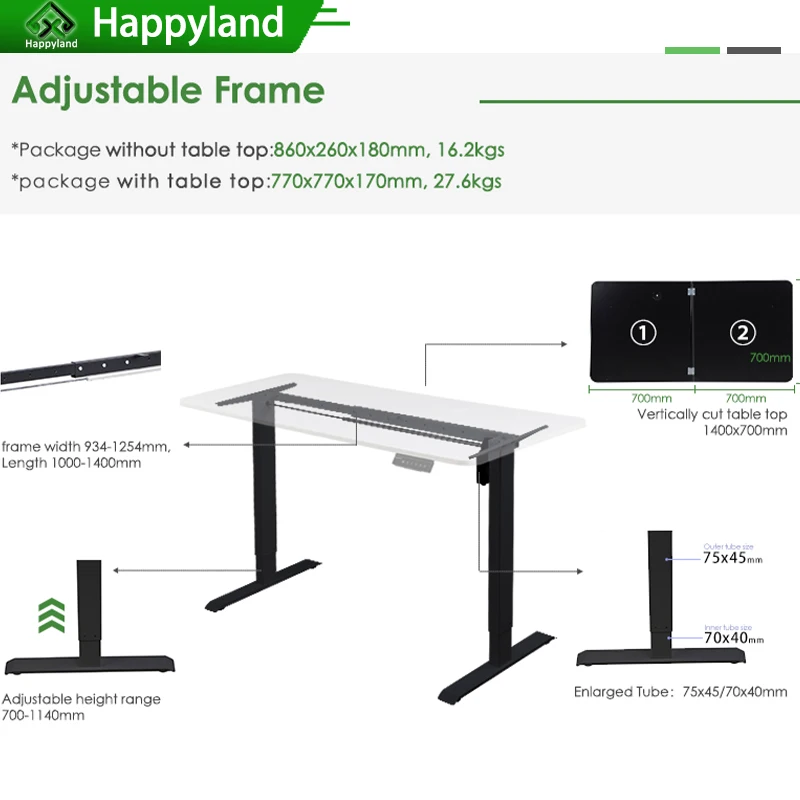 Anti-collision Single Motor Electric Standing Adjustable Standup Desk Electric Height Adjustable Table Leg