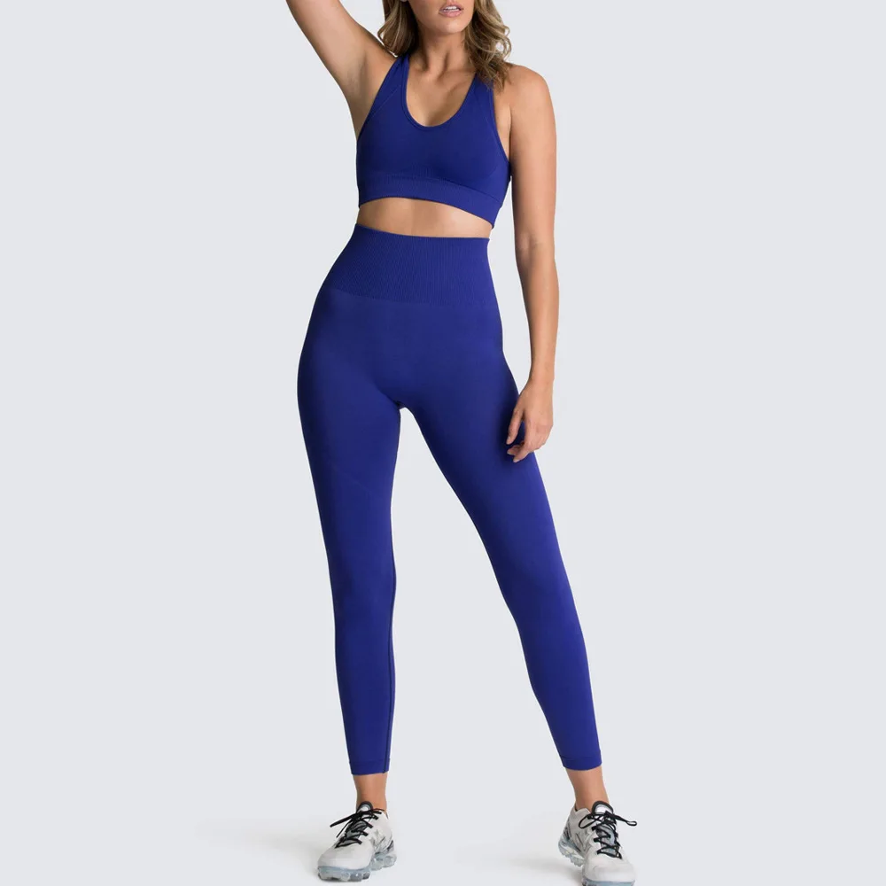 In stock Activewear Two Piece Set Women Seamless Yoga Leggings And Bra  Fitness Sports Gym yoga suit