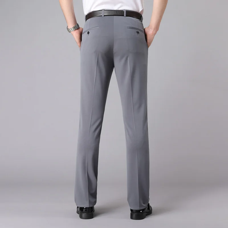 Men's Business Trousers Casual Pants Thin Pants Stretch Straight Suit ...