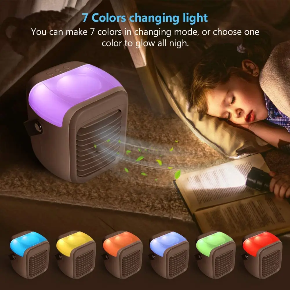 Hot Sale Room Oval Portable Air Fan Mini Water Air Cooling Fan With  Dazzling Light