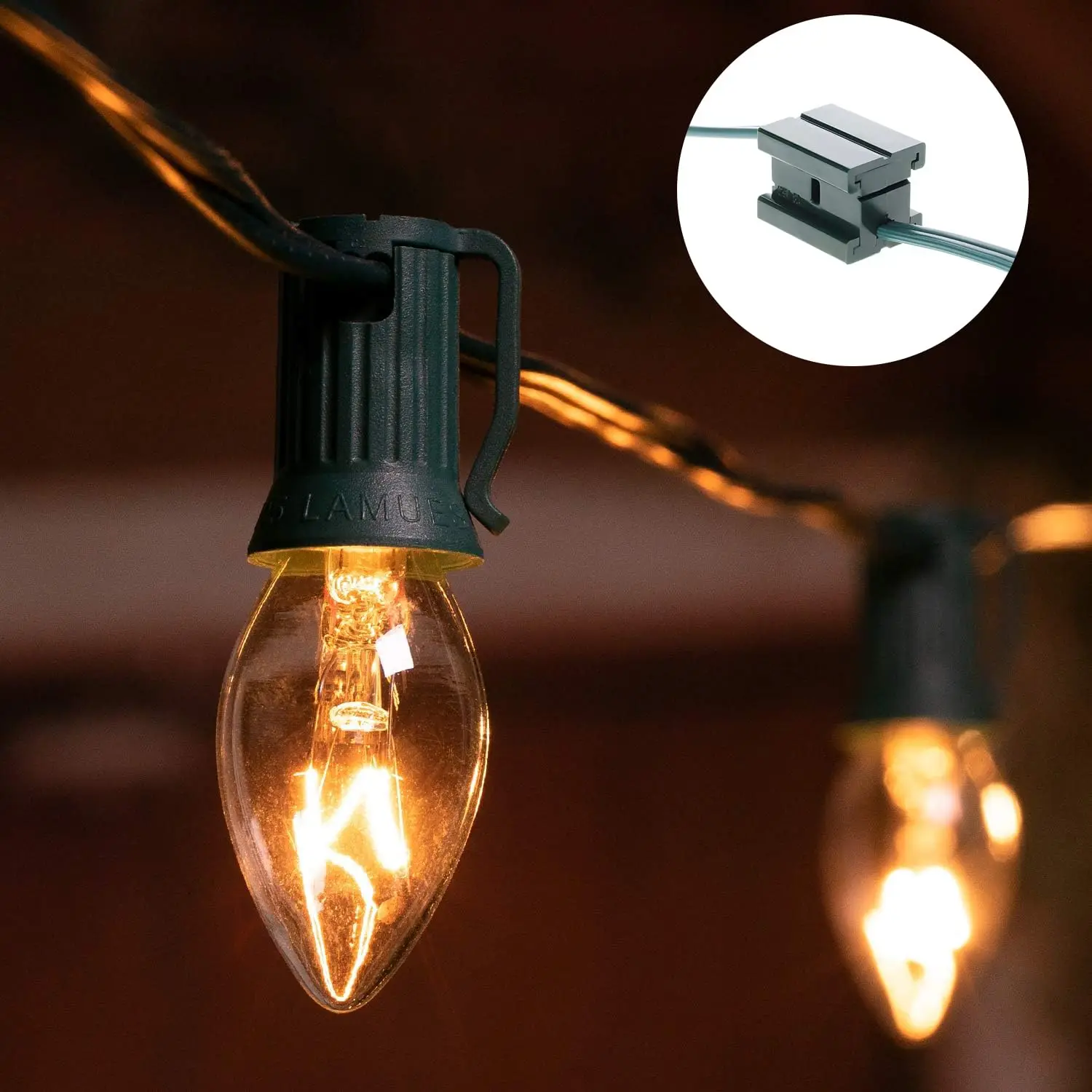 Hochwertige C7 C9 Weihnachtsbeleuchtung Kabelverbindung Grüne Spt-1 Spt-2 Buchsenstecker Kabel Stecker Vampir-stecker