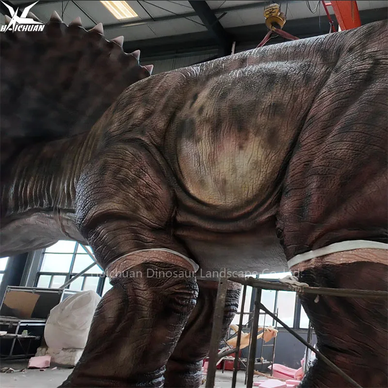 China Dinosaur Manufacturer L=20m Huge Full Scale Animatronic Triceratops Dinosaur Model for Dino Adventure Park Decoration