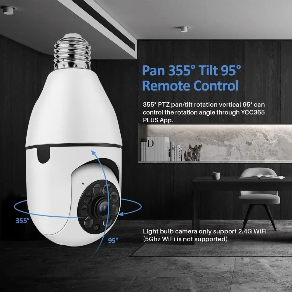 V380 Pro Wireless E27 PTZ Bulb Cameras Auto Tracking Security