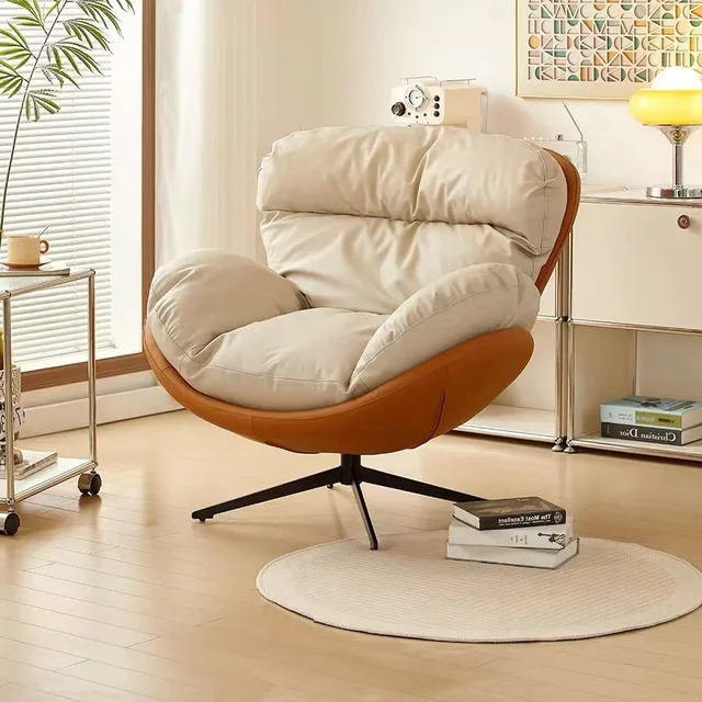 Hot Style Modern Home Furniture Single Sofa Leather Rotating Luxury Leather Living Room Swivel Armchairs Lounge Chair