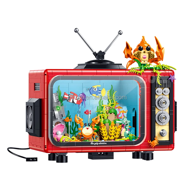 Guly 60518 Ocean Retro Spray Television Set Bricks TV Decorate
