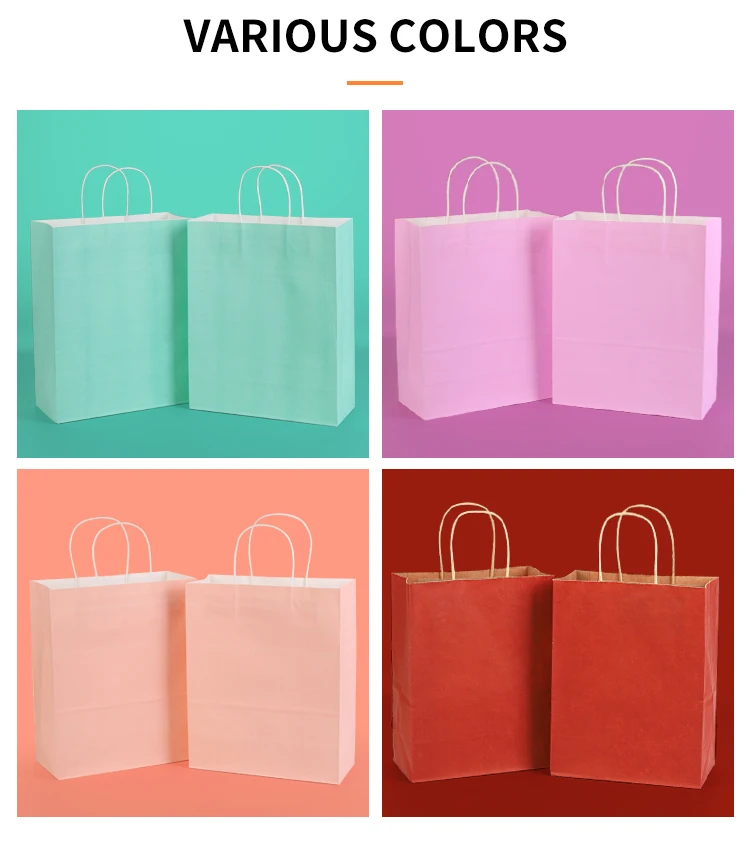 Recyclable Kraft Brown Paper Bag With Rope Handle Your Logo Flat Handle