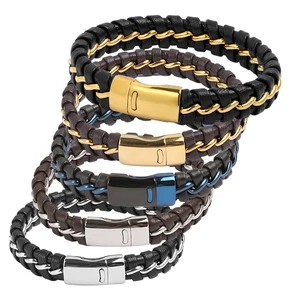 Stainless Steel Bracelet Manufacturer Charm Leather Bracelet Homme Woven Factory Wholesale Man Fine Jewelry Bracelets for Men