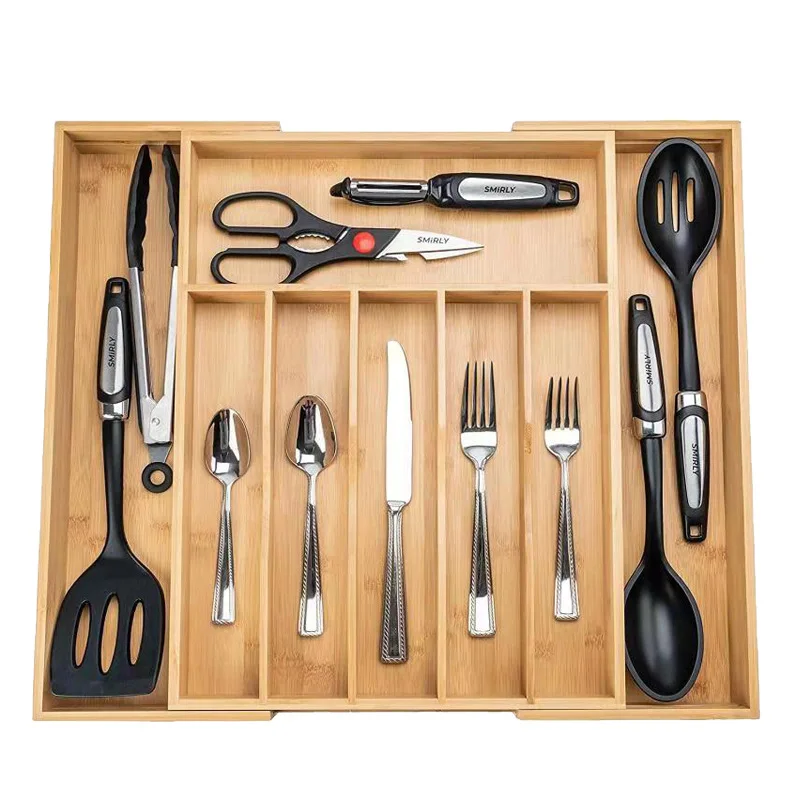Wood Kitchen Drawer Organizer Utensil Holder And Cutlery Tray Adjustable Cutlery Tray Bamboo Expandable Drawer Organizer - Buy Wood Kitchen Drawer ...