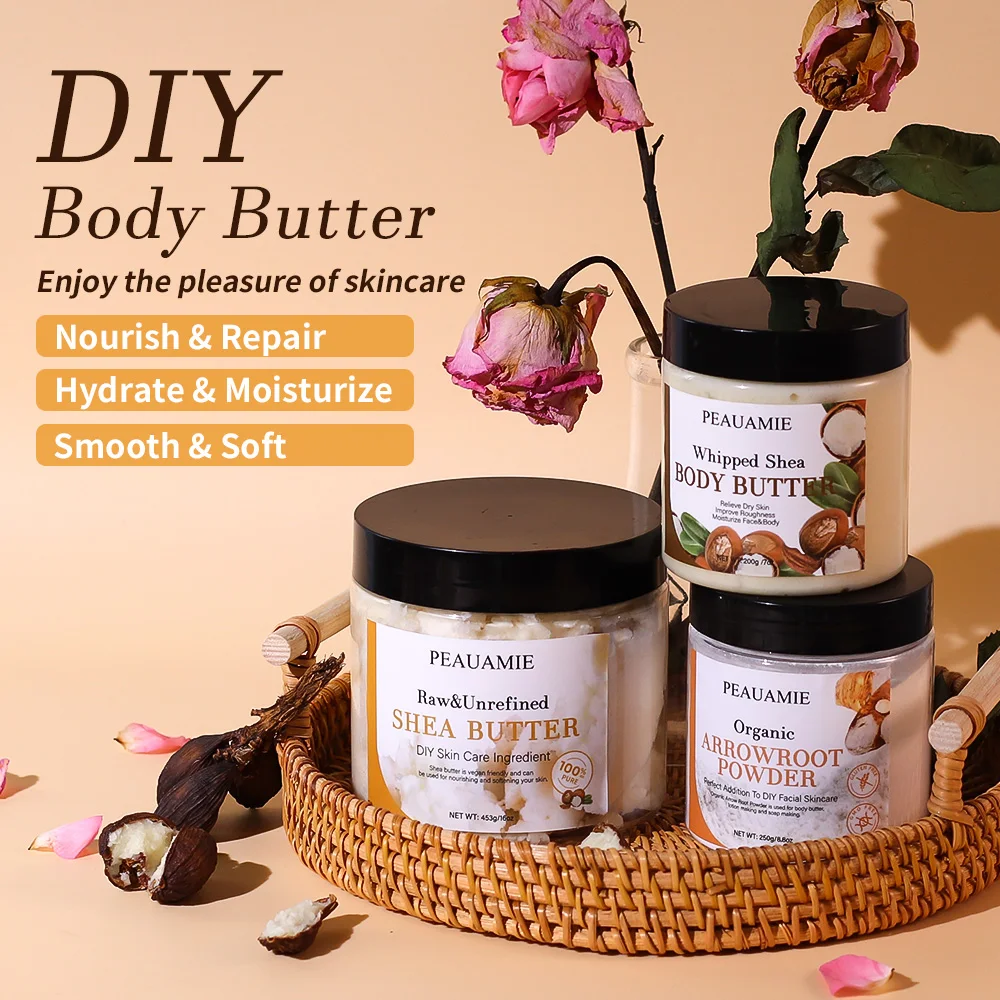 Custom Diy Pure Shea Butter Raw Arrowroot Powder Vegan Body Butter