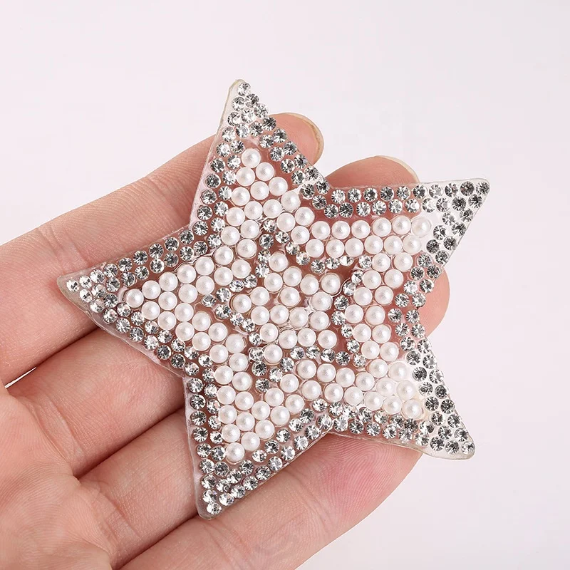 Cuentas De Perlas Blancas De Lujo Con Diamantes De Imitación,Apliques De  Hierro En Parche Adhesivo De Estrella Para Ropa O Bolsa,Venta Al Por Mayor  - Buy Hierro En Parches Para,Hierro En Parche