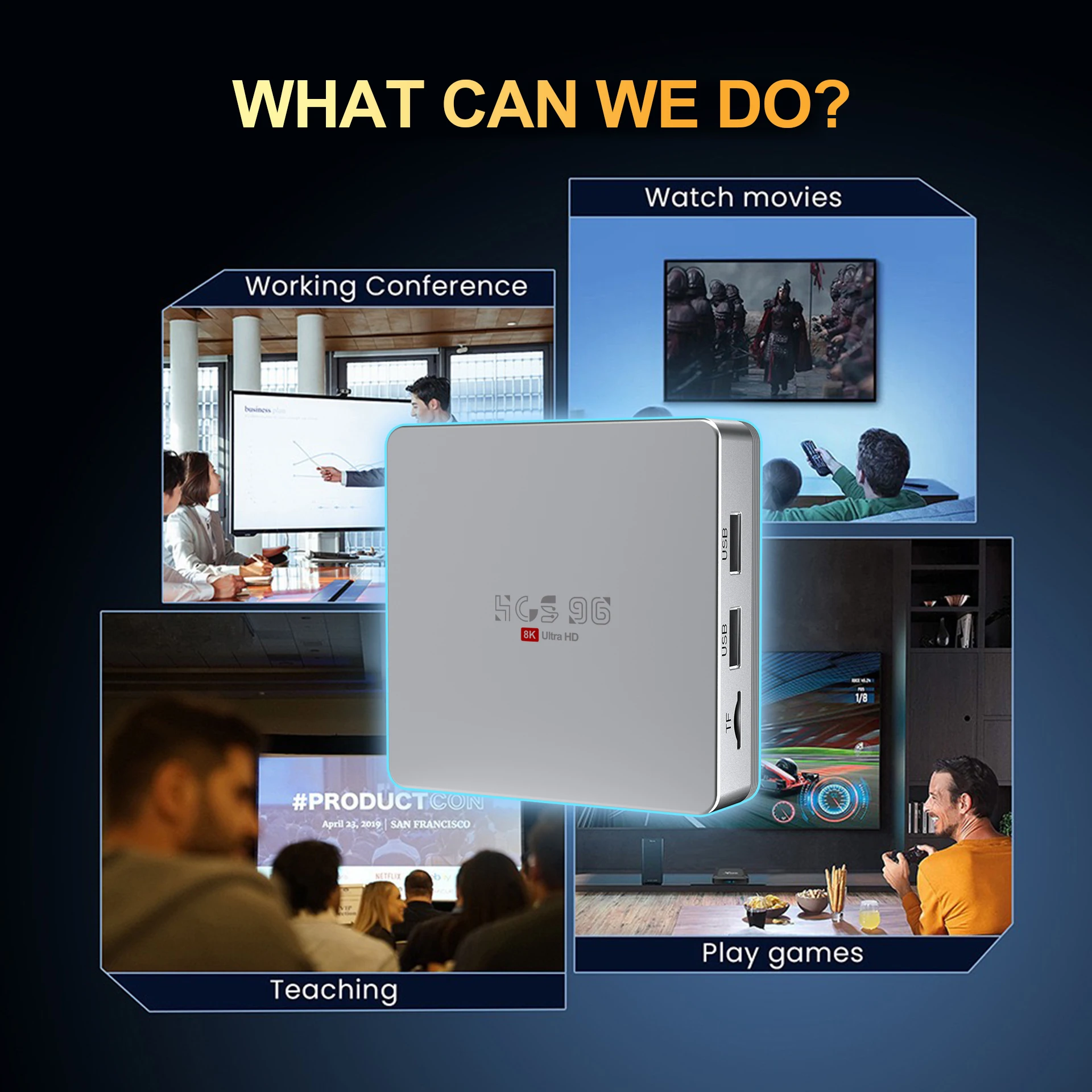 Top Rated HCS96 Ott MAX 4GB 64GB 2.4G 5G WiFi6 Processor Allwinner H313 Android16 BT5.2 Voice Remote Control Tv Box