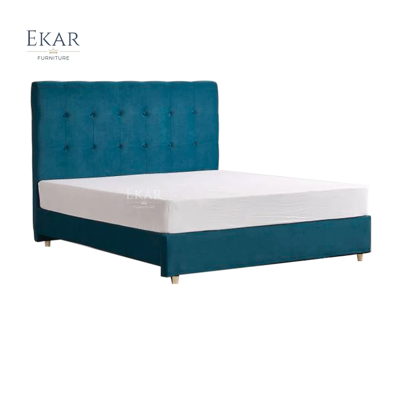 New Design Ekar Nappa Leather and Half Leather Waffle Pattern Bedroom Bed