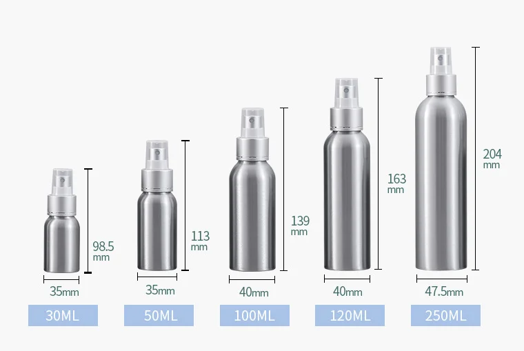 Customizable Empty Multicolor Fine Mist Unique Spray Aluminium Bottle ...