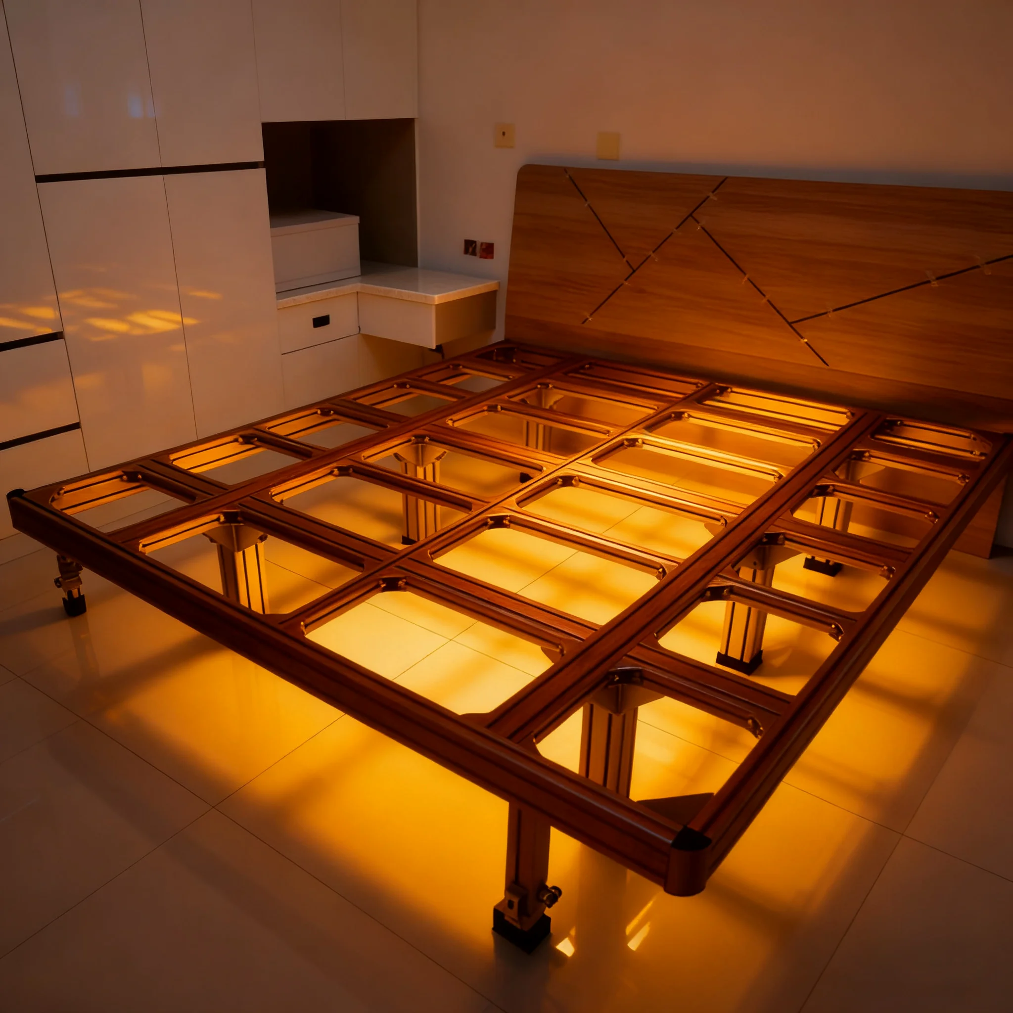 Aluminiumslegering 6000-serie profil til sengestel, DIY-snit, brugerdefineret industrielt samlingselement ifølge europæisk standard, suspendert sengemontering